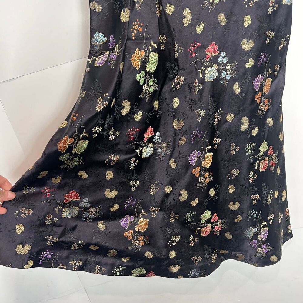 Vintage Yves Cossette Depeche Mode Midi Dress size 6 Black Asian Floral y2k 90s - Picture 14 of 16